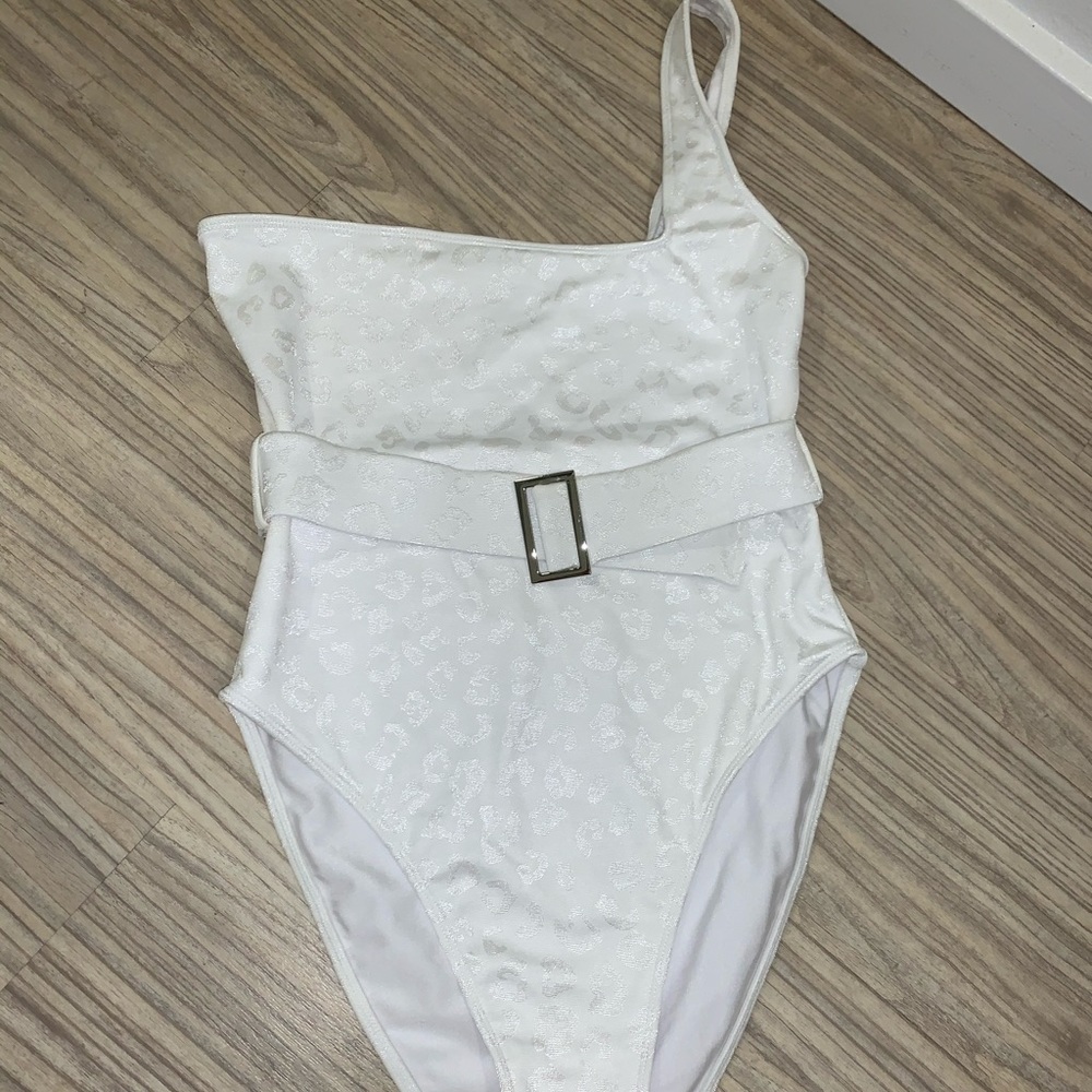 White leopard bathing suit